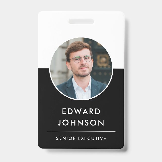 Modern Company Photo ID QR Code Card Employee Badge (Front)