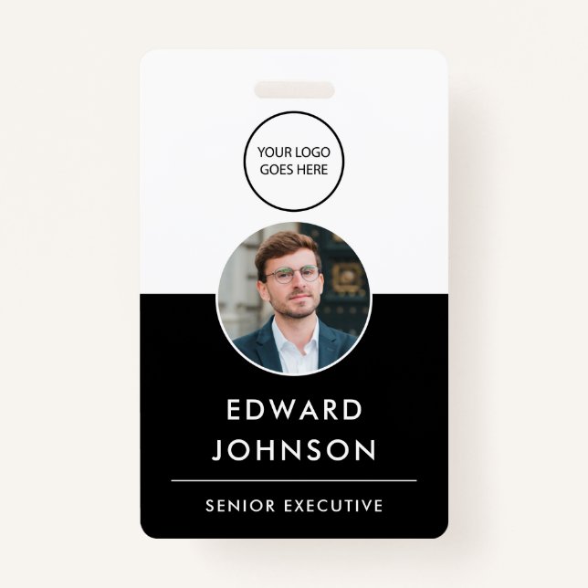 Modern Company Photo ID QR Code Card Employee Badge (Front)