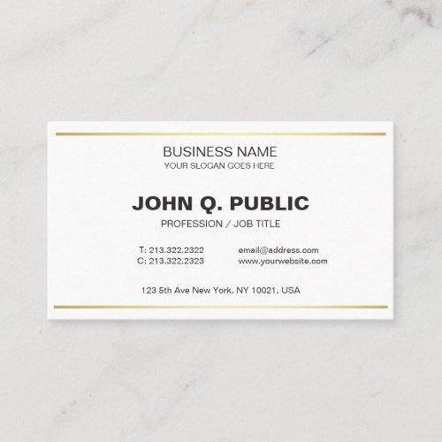 Modern Company Plain Gold White Sophisticated Business Card