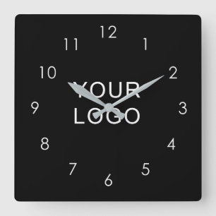 Modern Company Professional Business Logo Black Square Wall Clock