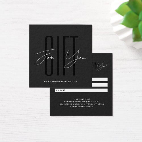 Modern company typography script black gift card