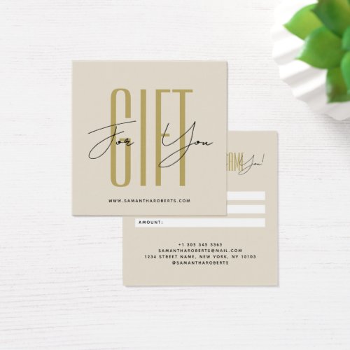 Modern company typography script cream gift card