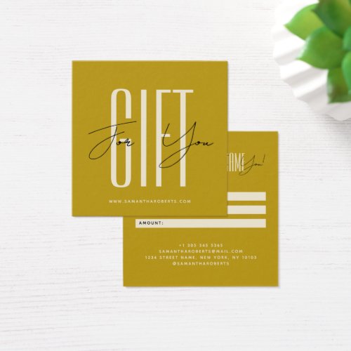 Modern company typography script gold gift card