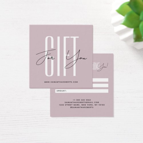 Modern company typography script rose gift card