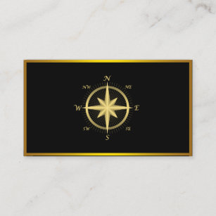 Modern Compass Gold Nautical Business Card