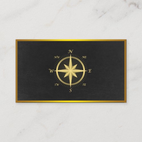 Modern Compass Gold Nautical Business Card