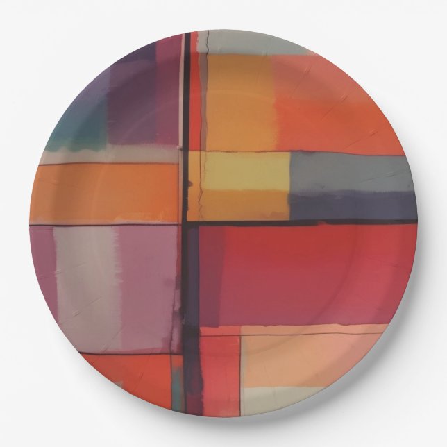 Modern Composition Abstract Artwork Paper Plates (Front)