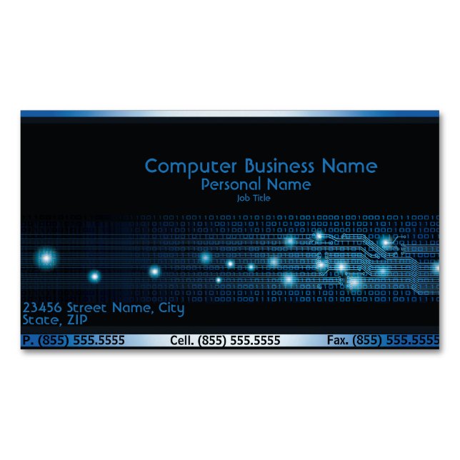 Modern Computer Business Card Magnet (Front)