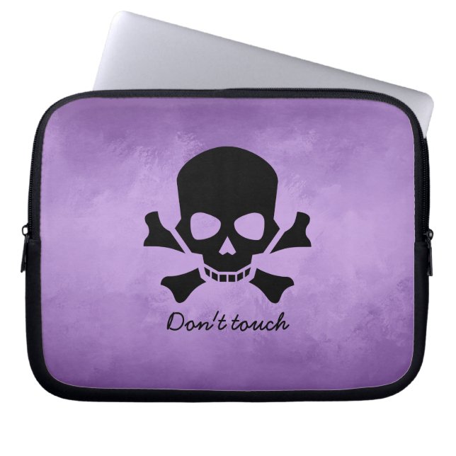 Modern Computer Sleeve, Don't Touch, Skull Design Laptop Sleeve (Front)