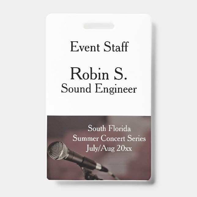 Modern Concert or Show Event ID Badge (Front)