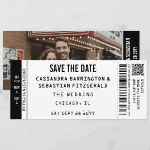 Modern Concert Ticket Color Photo QR Wedding Save The Date