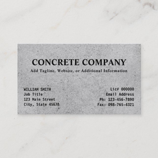 Modern Concrete Construction Company Business Card (Front)