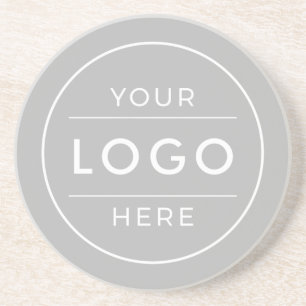 Modern Concrete Grey Custom Business Logo Coaster