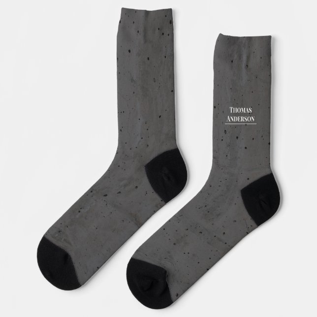 Modern Concrete White and Dark Gray Socks (Left)