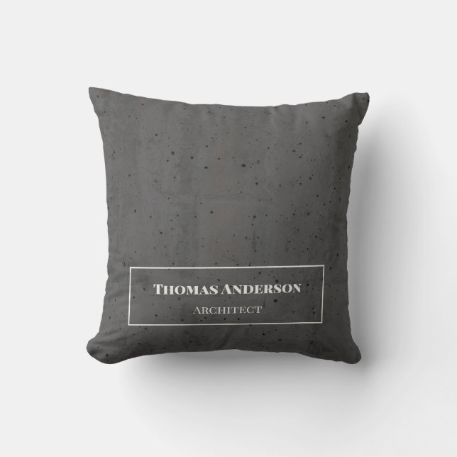 Modern Concrete White and Dark Gray Throw Pillow (Front)