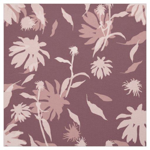Modern Coneflowers Floral Pattern Pale Purple Fabric