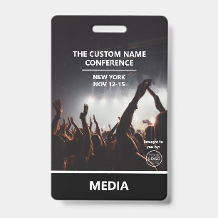 Modern Conference Media Access Pass QR Code Custom Badge