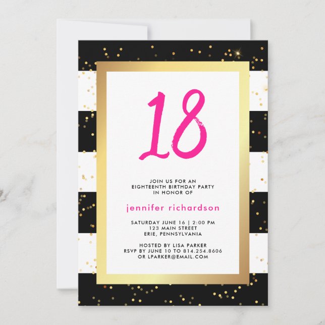 Modern Confetti | 18th Birthday Party Invitation (Front)