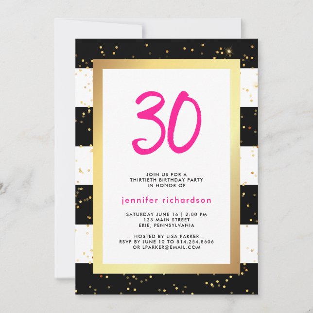 Modern Confetti | 30th Birthday Party Invitation (Front)