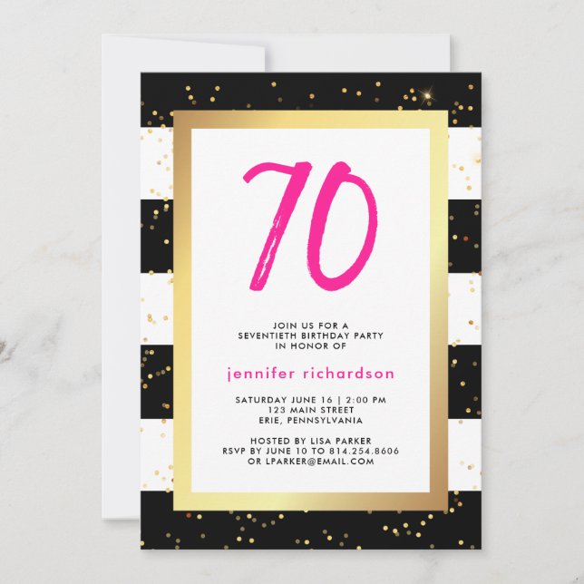 Modern Confetti | 70th Birthday Party Invitation (Front)