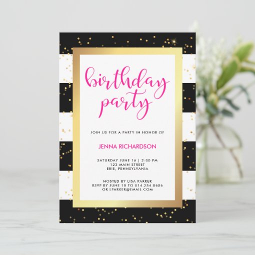 Modern Confetti | Birthday Party Invitation | Zazzle