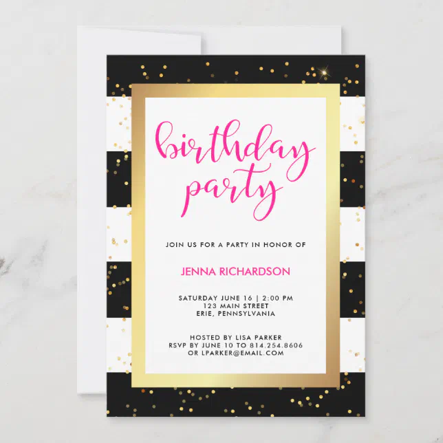 Modern Confetti | Birthday Party Invitation | Zazzle