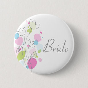 Modern Confetti bride wedding pin / button