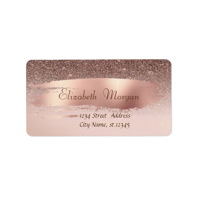 Modern Confetti,  Brush Stroke,Brown Glitter  Label (Front)