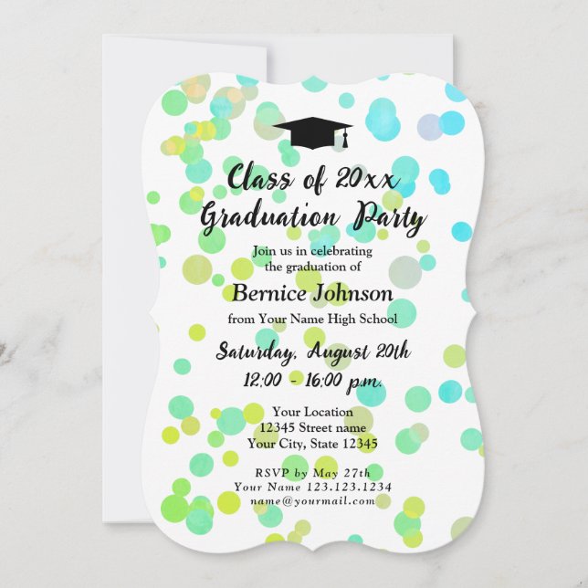 Modern confetti dot High School graduation party Invitation (Front)