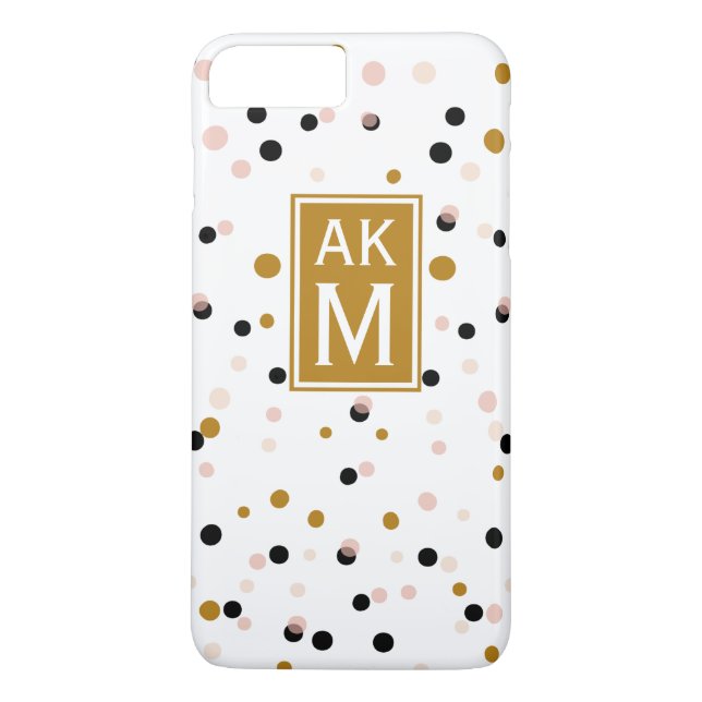 Modern Confetti Dots Monogram iPhone 7 Plus Case (Back)