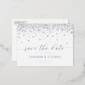 Modern Confetti Dots Silver Foil Save the Date Foil Invitation Postcard (Front/Back)