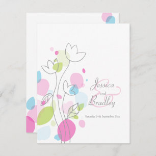 Modern confetti flower petals colorful wedding invitation