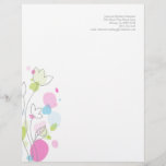 Modern confetti flower petals letterhead<br><div class="desc">Beautiful simple grey pink blue and green flower outline and graphic petals letterhead. Edit this letterhead with your name and contact details. Unique design by Sarah Trett.</div>