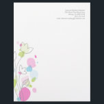 Modern confetti flower petals letterhead<br><div class="desc">Beautiful simple grey pink blue and green flower outline and graphic petals letterhead. Edit this letterhead with your name and contact details. Unique design by Sarah Trett.</div>