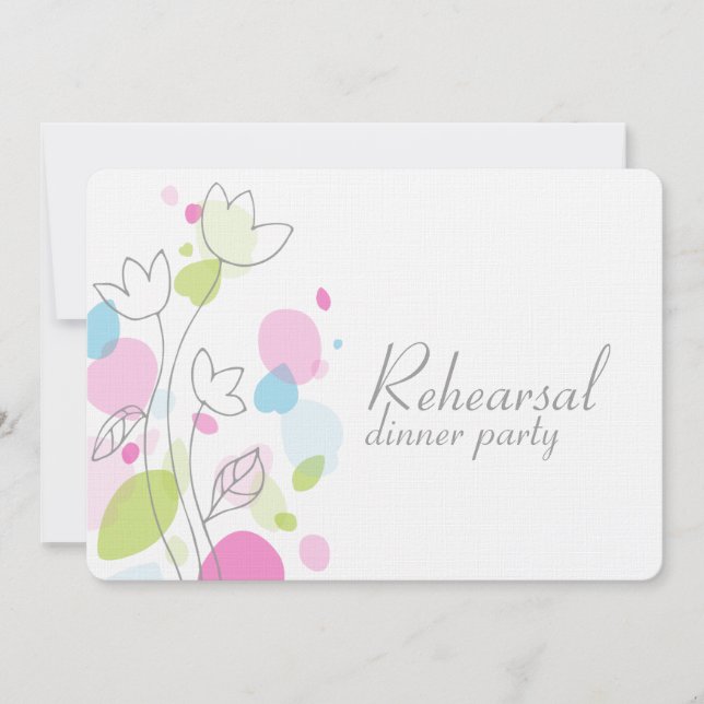 Modern confetti flower petals rehearsal invite (Front)
