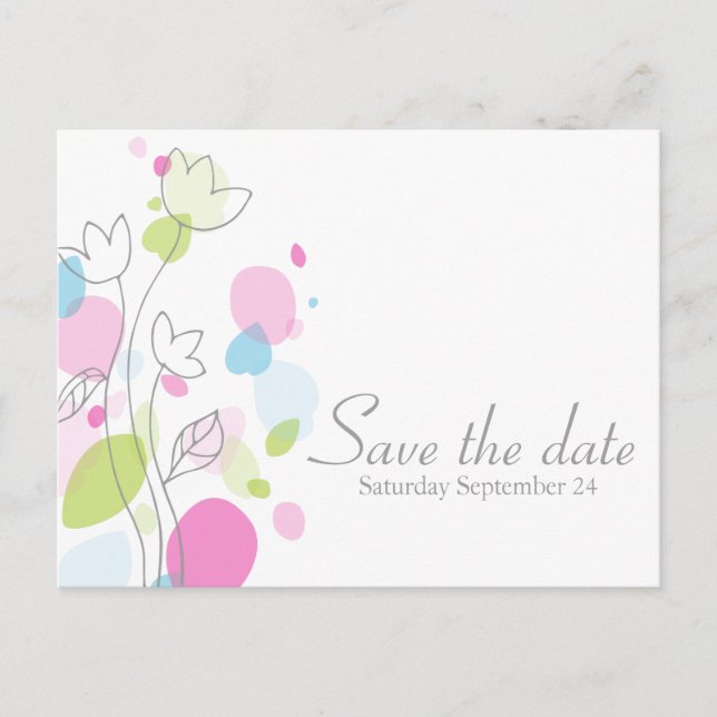 Modern confetti flower petals save the date card (Front)
