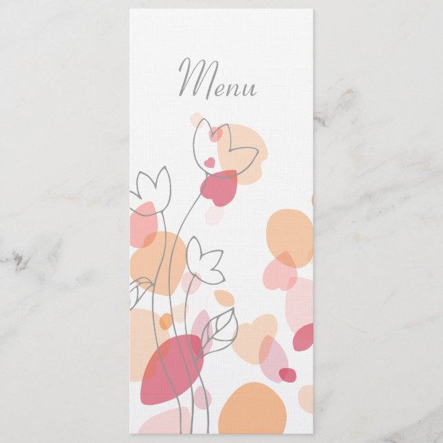Modern confetti flower petals wedding dinner menu (Front)