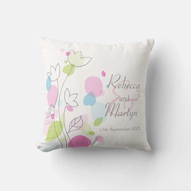 Modern confetti flower petals wedding pillow (Front)