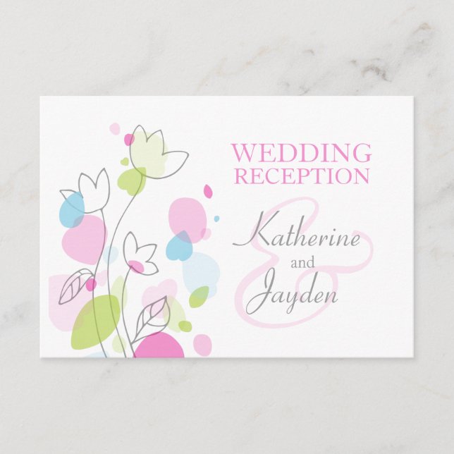 Modern confetti flower wedding info enclosure card (Front)