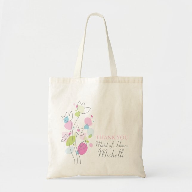 Modern confetti flower wedding maid of honor bag (Front)