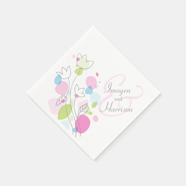 Modern confetti flower wedding napkins (Corner)