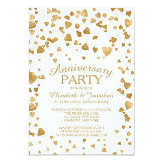 Modern Confetti Heart Anniversary Party Invitation