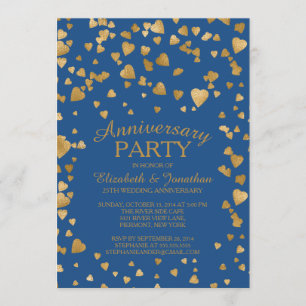 Modern Confetti Heart Anniversary Party Invitation