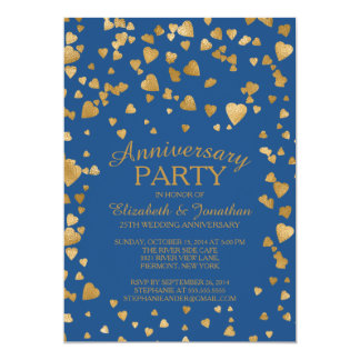 Modern Confetti Heart Anniversary Party Invitation