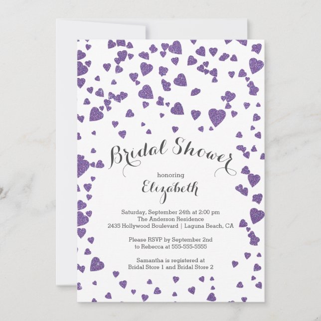 Modern Confetti Hearts Bridal Shower Invitation (Front)