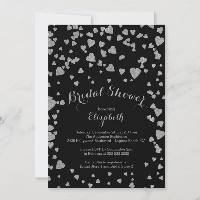 Modern Confetti Hearts Bridal Shower Invitation (Front)