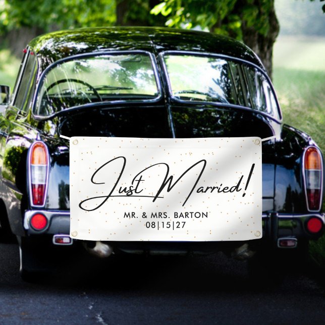 Modern Confetti Just Married Car Banner (Creator Uploaded)