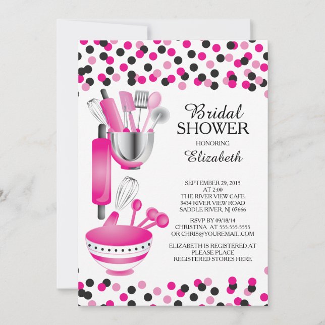 Modern Confetti Kitchen Bridal Shower Invitations (Front)