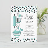 Modern Confetti Kitchen Bridal Shower Invitations (Standing Front)