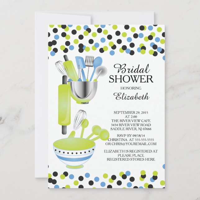 Modern Confetti Kitchen Bridal Shower Invitations (Front)